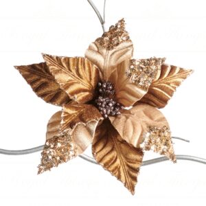 Glitter Poinsettia Brown/Cream 23cm ROBI Interior